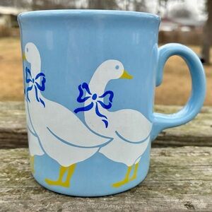 1980’s Blue Mug with Geese, Made in England. Shabby Chic decor Country Kitchen